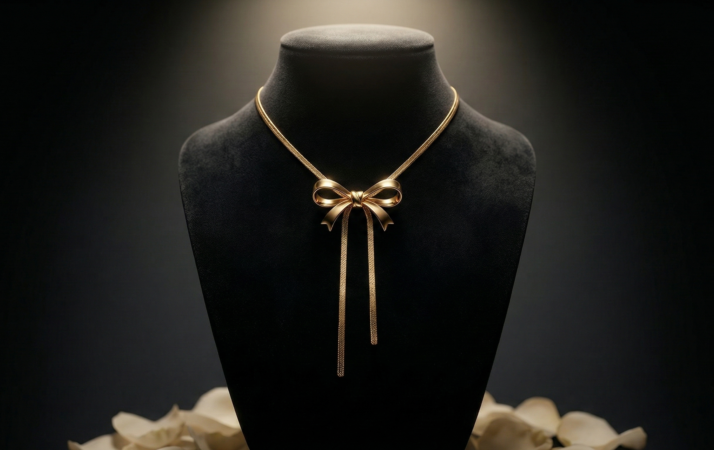 Coquette Bow Pendant Necklace — Gold